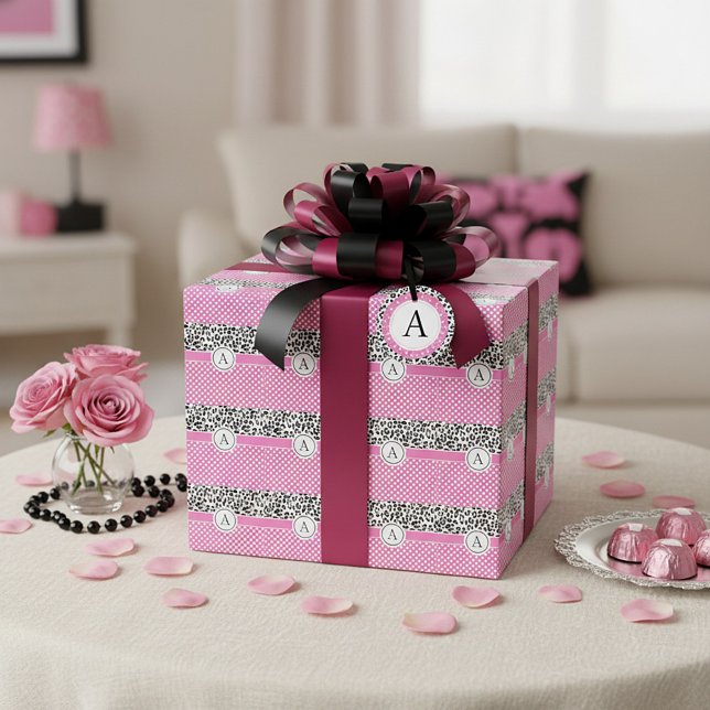 Papel De Presente Pontos e impressão monogramas de fêmeas (Criador carregado)