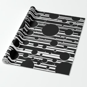 Papel De Presente Pontos e Listras Pretas e Brancas