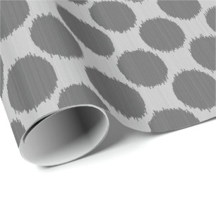 Papel De Presente Pontos Ikat Gigantes, cinza claro e escuro
