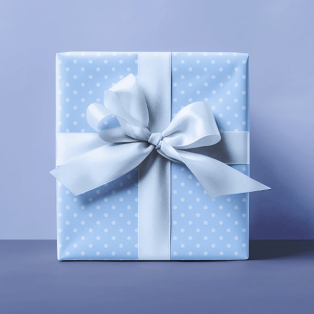 Papel De Presente Pontos Minúsculos Pastel e Azul Claro (Pastel and Light Blue Small Polka Dots Wrapping Paper)