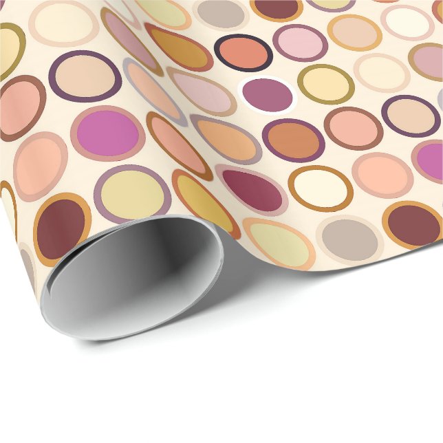 Papel De Presente Pontos Modernos do Século médio - bege e neutrais (Ponta do rolo)
