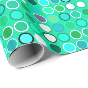 Papel De Presente Pontos Modernos do Século médio - tons de aqua