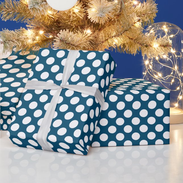 Papel De Presente Pontos Ocean Blue Branco  (Feriados)
