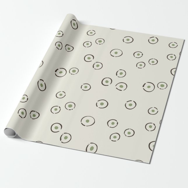 Papel De Presente Pontos Orgânicos Abstratos Verde Oliva Claro (Desenrolado)