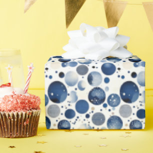 Papel De Presente Pontos Polka Azul Escuro