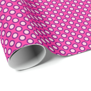 Papel De Presente Pontos polka circulados, magenta, rosa e roxo