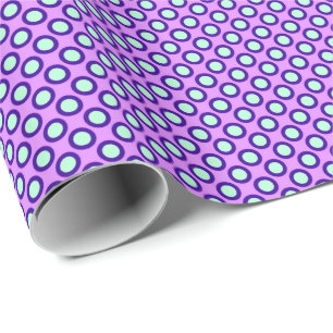 Papel De Presente Pontos polka circulados, orquídea, violeta e azul