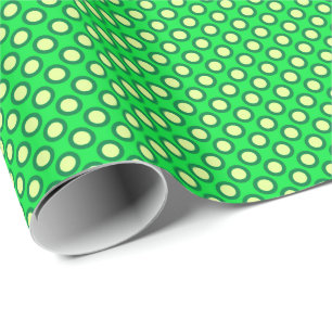 Papel De Presente Pontos polka circulados, verde esmeralda e amarelo