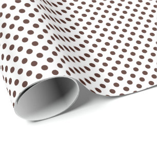 Papel De Presente Pontos Polka Marrons em Branco