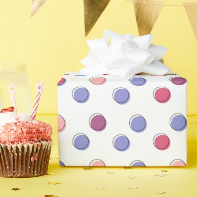 Papel De Presente Pontos Polka Rosa e Roxo (Festa de aniversário)
