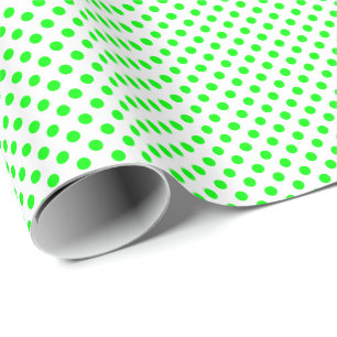Papel De Presente Pontos Polka Verde Lima em Branco