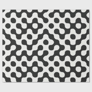 Papel De Presente Pontos Preto e Branco Modernos de Meados do Século