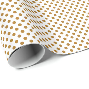 Papel De Presente Pontos pretos em Dourado Fosco sobre Branco