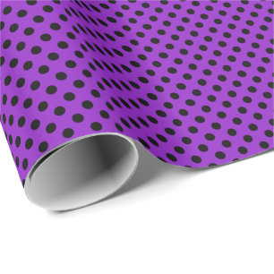 Papel De Presente Pontos Pretos em Roxo