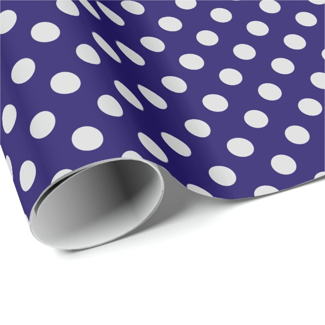 Papel De Presente Pontos retrô grandes - cinza e azul marinho (Ponta do rolo)