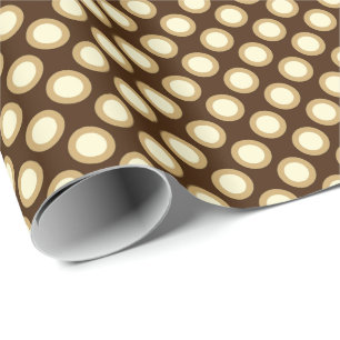 Papel De Presente Pontos retrorados circulados, chocolate, creme e b