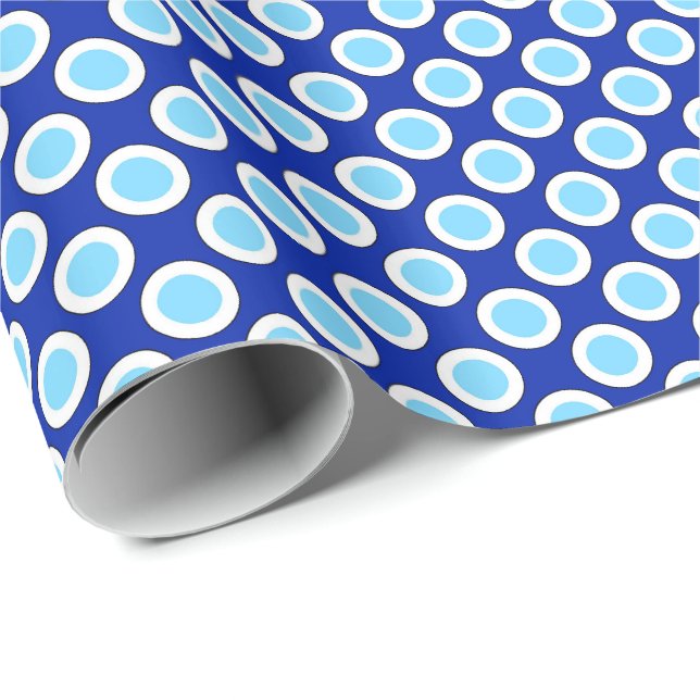 Papel De Presente Pontos retrorreflectores em círculo, azul de cobal (Ponta do rolo)