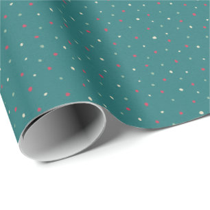 Papel De Presente Pontos Vermelhos e Verdes Macios Desenhados à Mão 