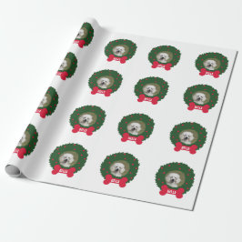 Papel De Presente Poodle Christmas Wreath Dog's Photo, Name, Year