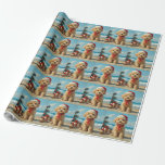 Papel De Presente Poodle Dog Christmas Vintage Beach<br><div class="desc">Traga o calor dos feriados para a costa com esta charmosa design inspirada na vintagem, que apresenta um cão festivo sentado numa praia serena. Com um clássico toque de feriado de tons nostálgicos e vibrações costeiras, esta trabalho de arte captura a magia do Natal pelo mar. Perfeito para espalhar alegria...</div>