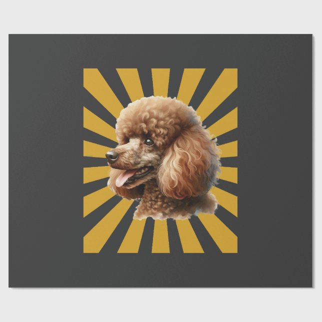 Papel De Presente Poodle Padrão Marrom Retro Sunburst (Aberto)