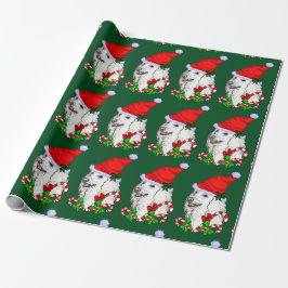 Papel De Presente Poodle Santa Hat Natal