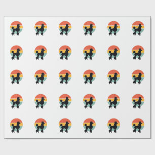 Papel De Presente Poodle Vintage Pôr do Sol Círculo Silhueta de Cach
