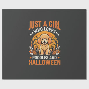 Papel De Presente Poodles Halloween Menina Amante de Cachorro Design