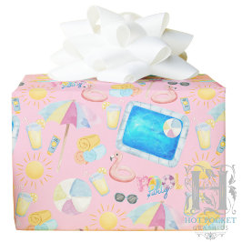 Papel De Presente Pool Party Gift Wrapping Paper - Pink