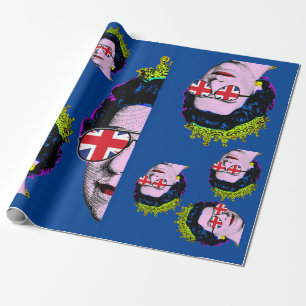 Papel De Presente Pop art Modern HM Queen com óculos Union Jack