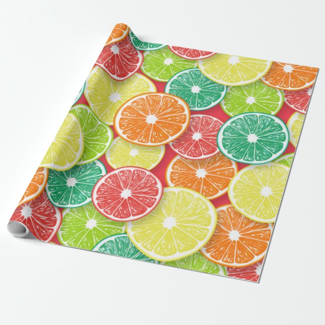 Papel De Presente Pop de fatias de fruta Citrus art 2 (Desenrolado)
