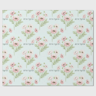 Papel De Presente Poppies num campo de menta por Natasha Us