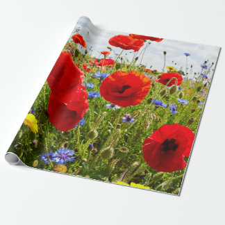Papel De Presente Poppies. vermelhos