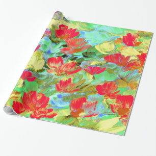 Papel De Presente Poppies vermelhos abstrato