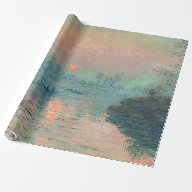Papel De Presente Pôr do sol de Monet no Impressionismo de Arte Fina (Desenrolado)