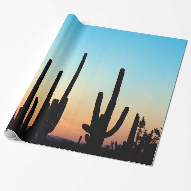 Papel De Presente Por do sol do Saguaro (Desenrolado)