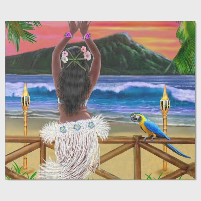 PAPEL DE PRESENTE POR DO SOL HAVAIANO DE HULA (Aberto)