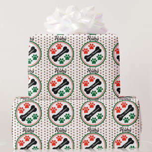 Papel De Presente Porcas de Natal de Cão Adicionar Nome Presente