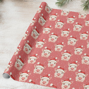 Papel De Presente Porco de Bebê Bonito em Santa Chapéu