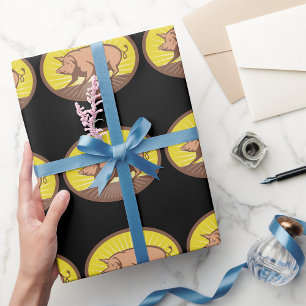 Papel De Presente Porco de Fazenda retrô com queimadura solar