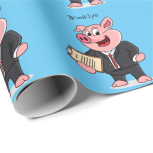 Papel De Presente Porco engraçado em desenhos animados
