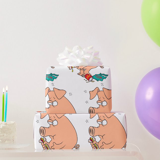 Papel De Presente Porco Gorducho Amante de Lanches (Criador carregado)