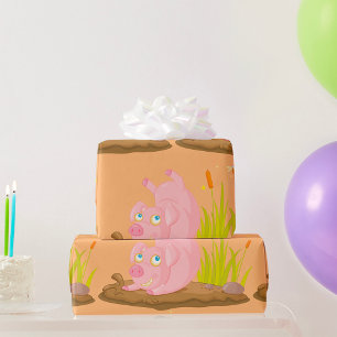 Papel De Presente Porco No Papel De Enrolamento Da Lama