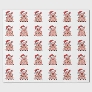 Papel De Presente Porco Papai Noel Natal Festa Natal Pigmas