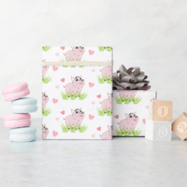 Papel De Presente Porco rosa fofo para o Dia dos Namorados