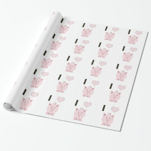 Papel De Presente Porcos bonitos Desgin do coração de I