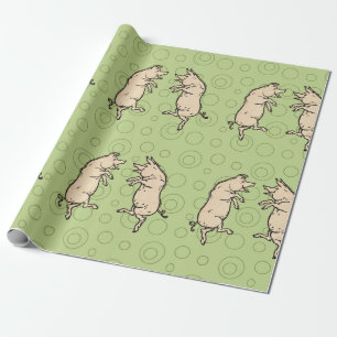 Papel De Presente Porcos Dançando Antiguamente Piggy Dance Jig