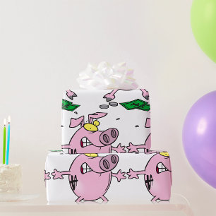 Papel De Presente Porquinho Banco Divertido Perdendo Dinheiro