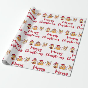 Papel De Presente Porquinhos-da-índia Feliz Natal Chapéus Vermelhos