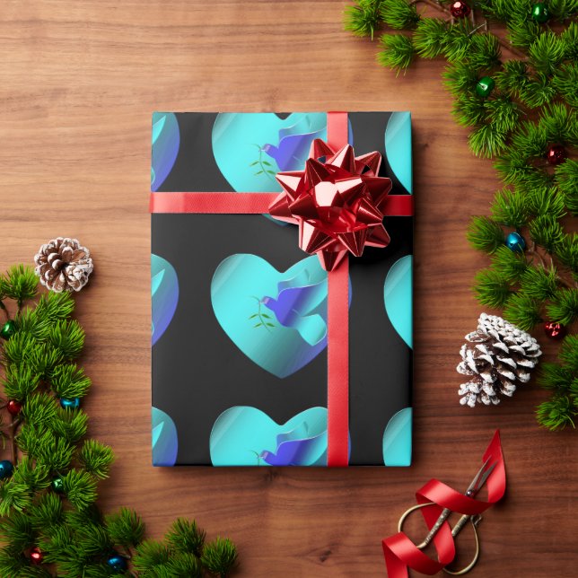 Papel De Presente Porta Azul do Coração do Céu (Presente de Natal)